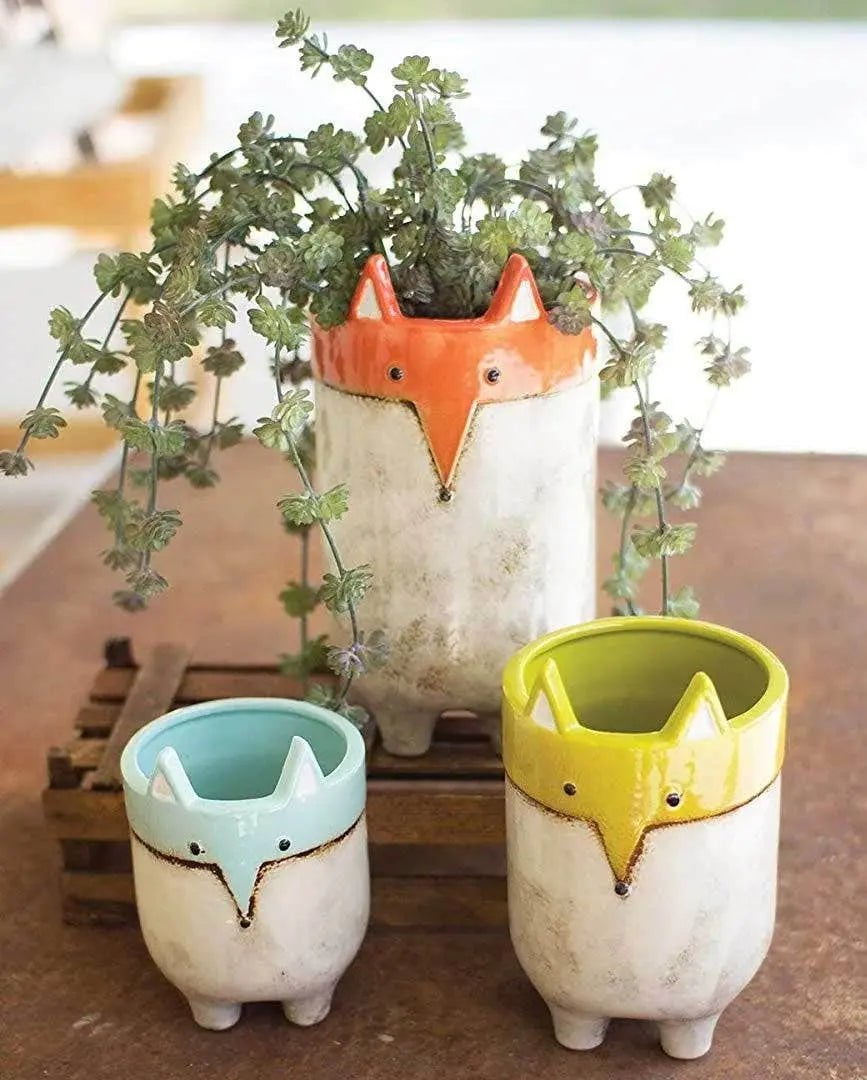 Kalalou Large Fox Ceramic Planter Pots & Planters 12028105