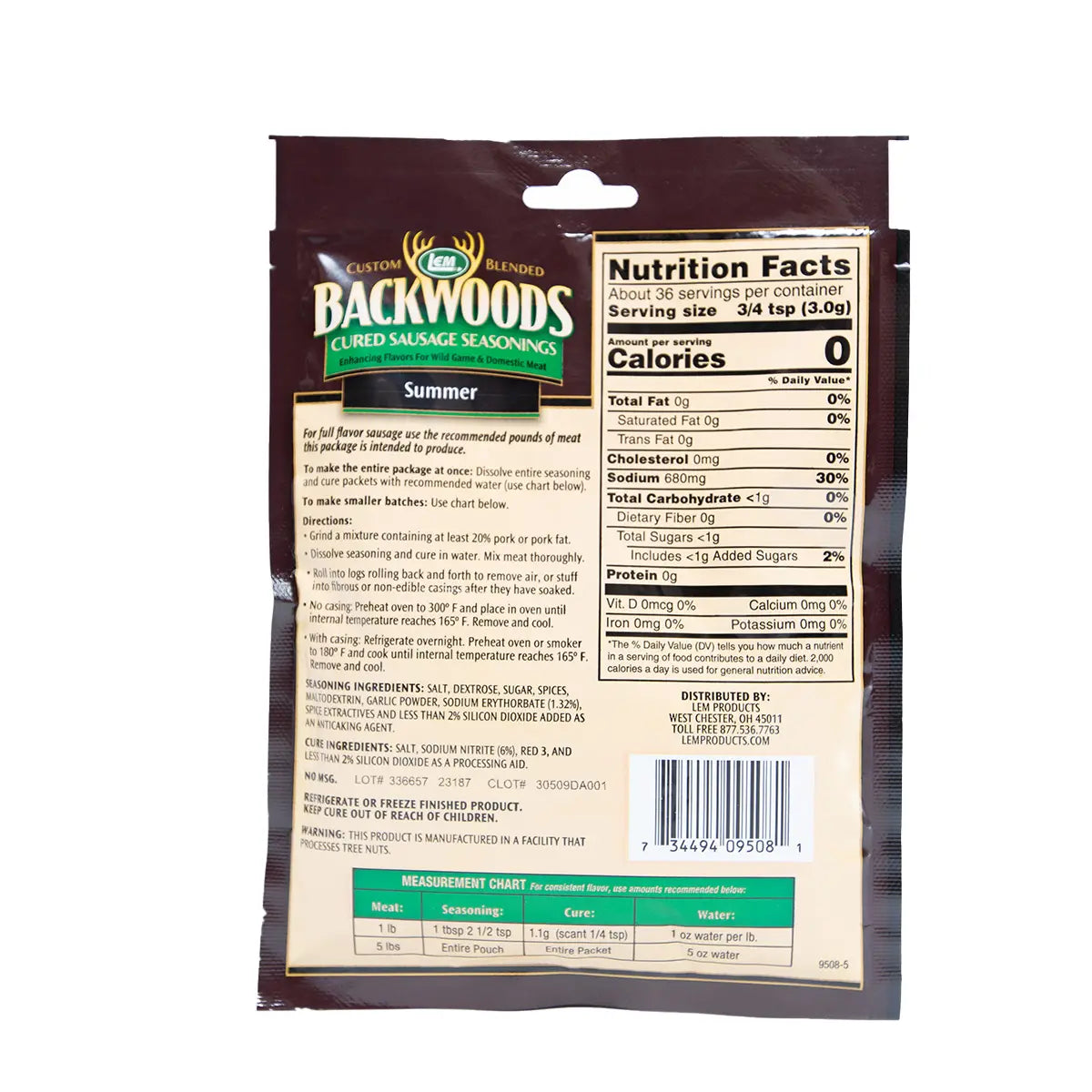 LEM Products Backwoods Cured Summer Sausage Seasoning Seasonings & Spices 12023432