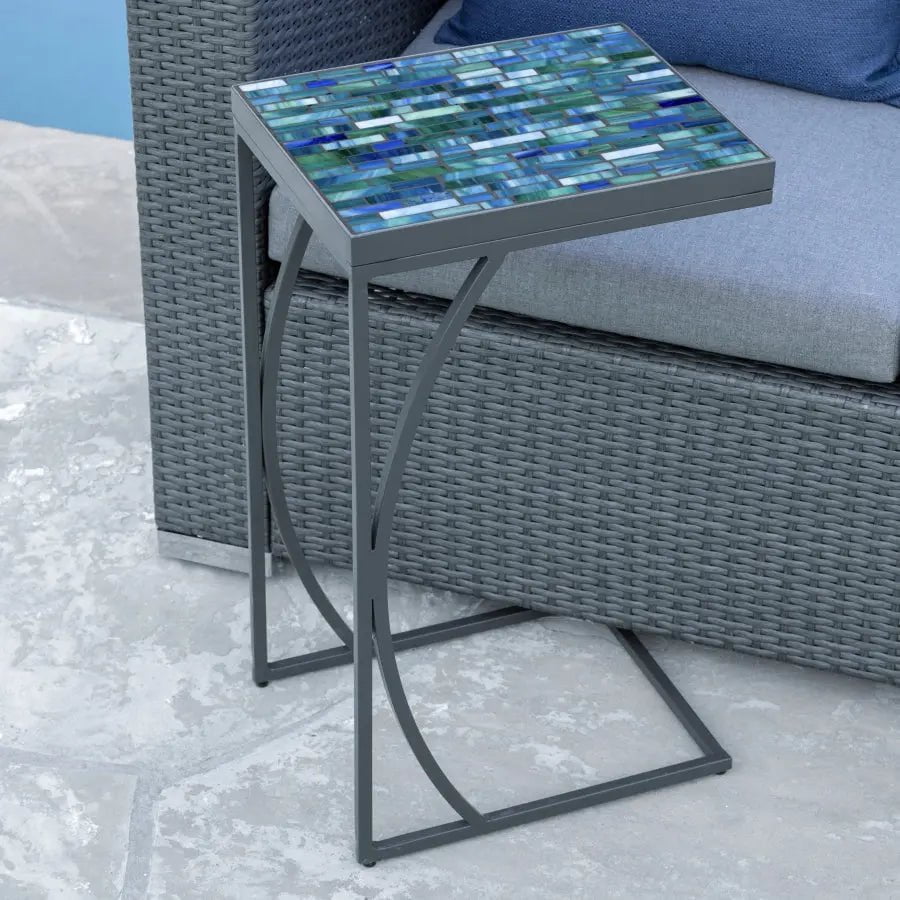 Local Special, Floor Model, KNF Neille Olson C Table with Cambridge Lagoon Mosaic Top 12029789