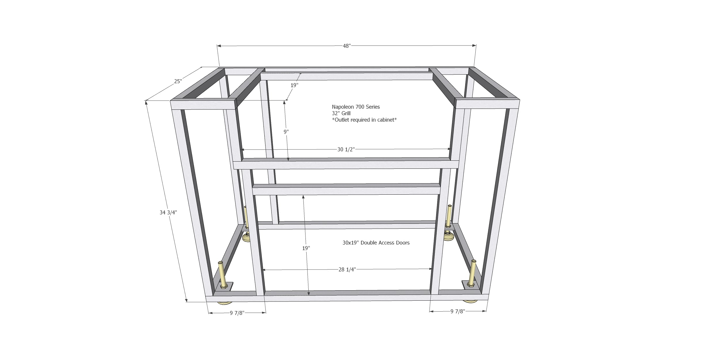 Local Special, Napoleon BIG32RB Island with 30x19 Double Access Doors Outdoor Kitchen