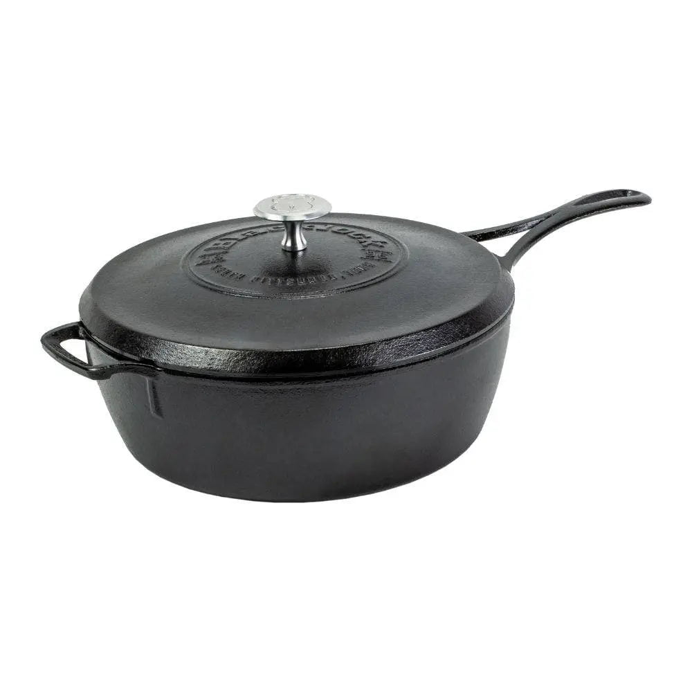 Lodge Blacklock Triple Seasoned 4 Quart Deep Skillet with Lid Pot & Pan Lids 12040148