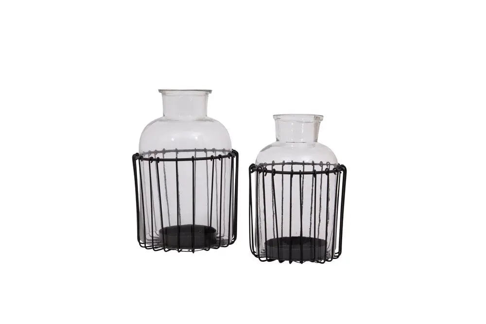 Metal & Glass Candle Holder Candle Holders Large 12031928