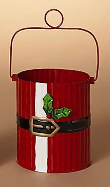 Metal Holiday Santa Belt Bucket with Handle Seasonal & Holiday Decorations Large 12041669