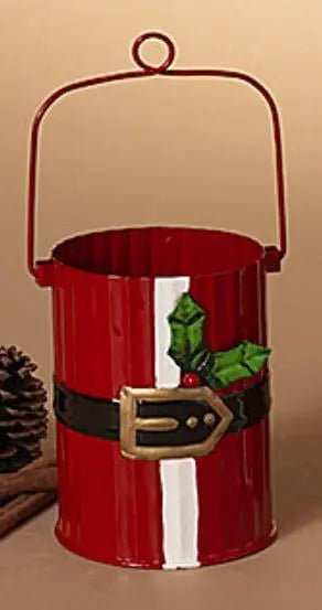 Metal Holiday Santa Belt Bucket with Handle Seasonal & Holiday Decorations Small 12041668