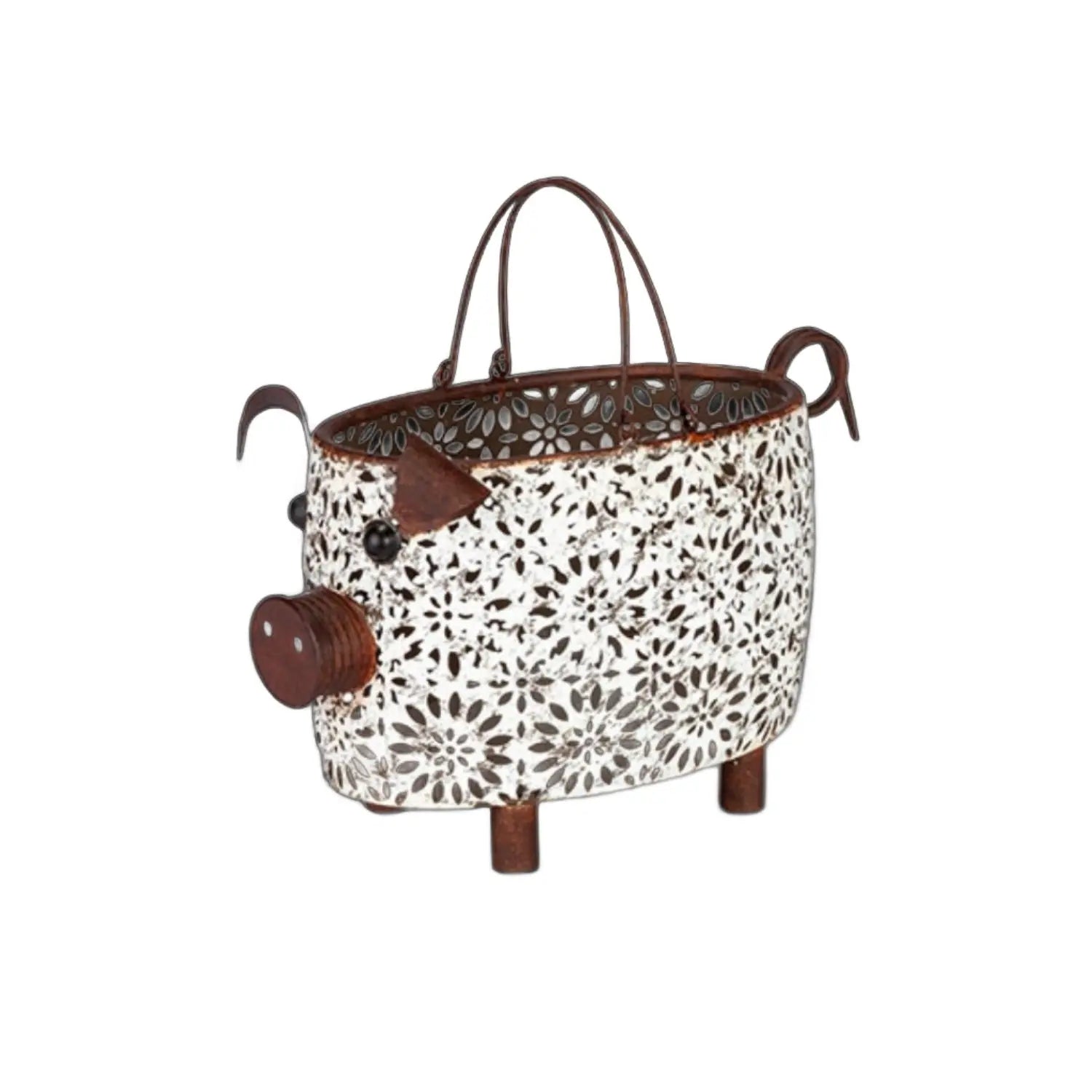 Metal Pig Baskets Decor