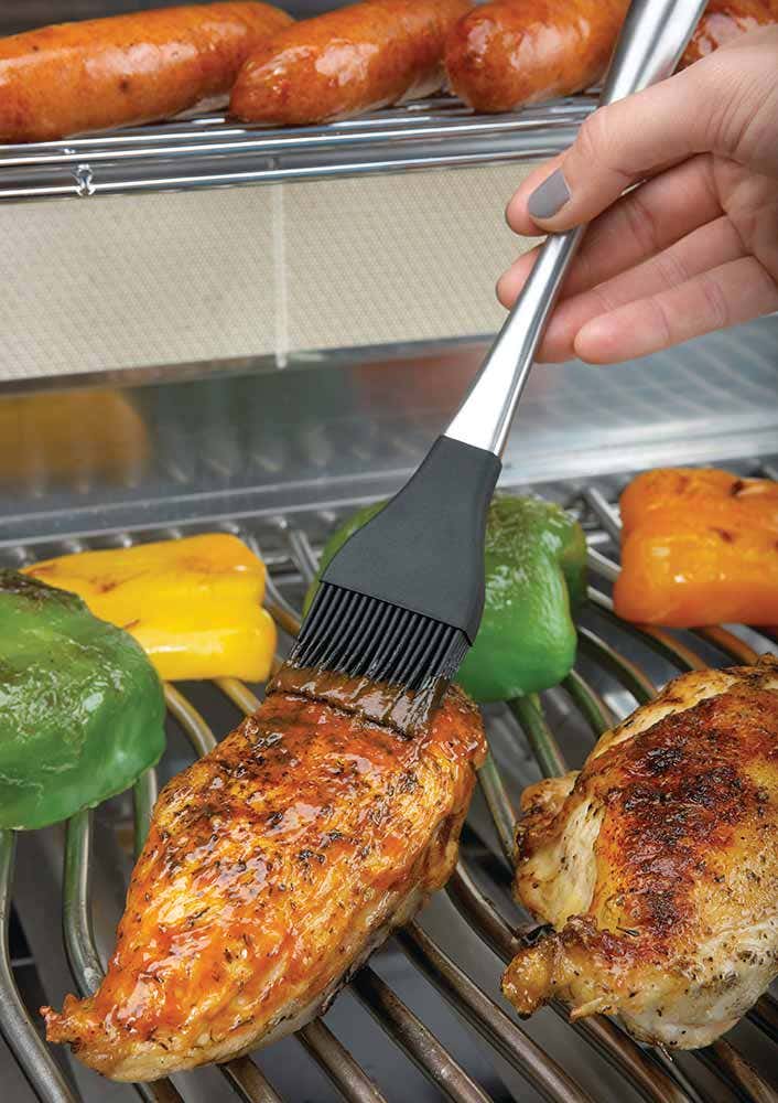 NAPOLEON BRISTLE-FREE TRIPLE-ROW GRILL BRUSH with Rolled Stainless