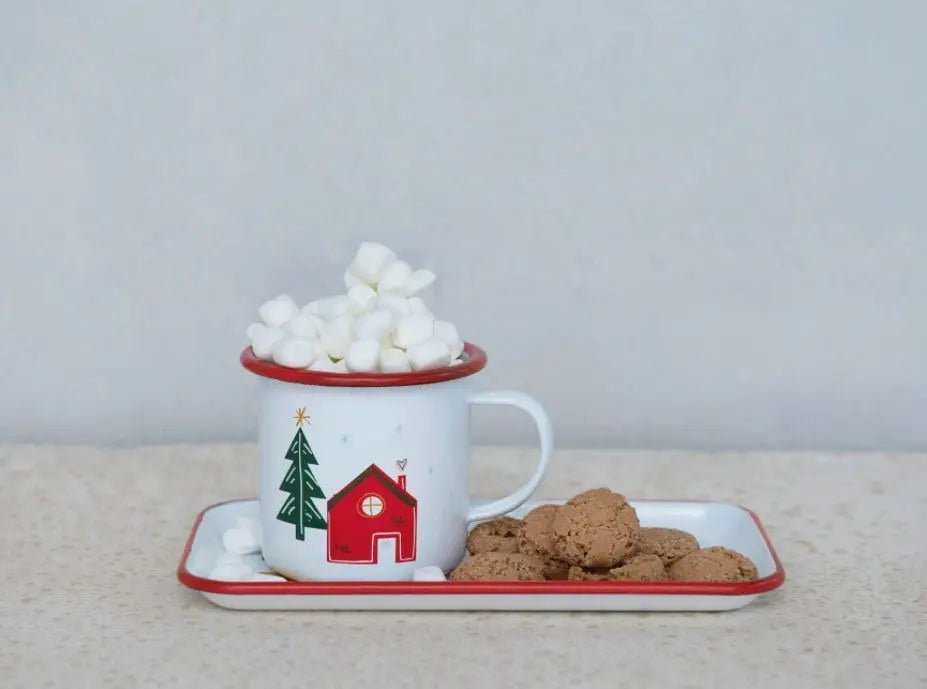 Nice Until Proven Naughty Enamel Tray with Mug Seasonal & Holiday Decorations 12039837