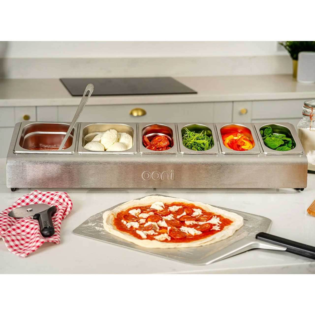 Ooni ooni Pizza Topping Station - 2 x 1.6L and 4 x 0.8L Pizza Topping  Containers with Custom Fit Lids Pizza Oven Accessories - Outdoo