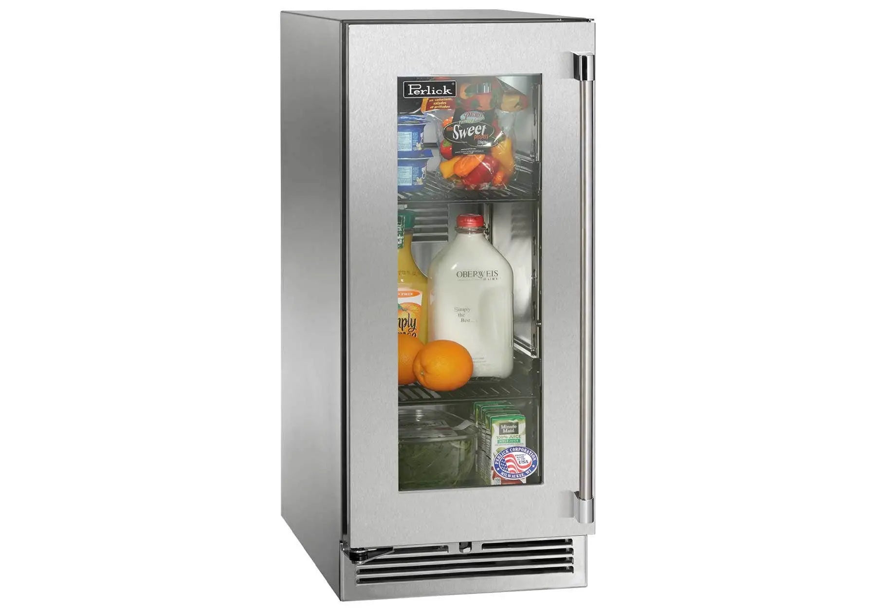 Perlick Signature HP15 15" Undercounter Outdoor Refrigerator Stainless Steel Glass Door Refrigerators