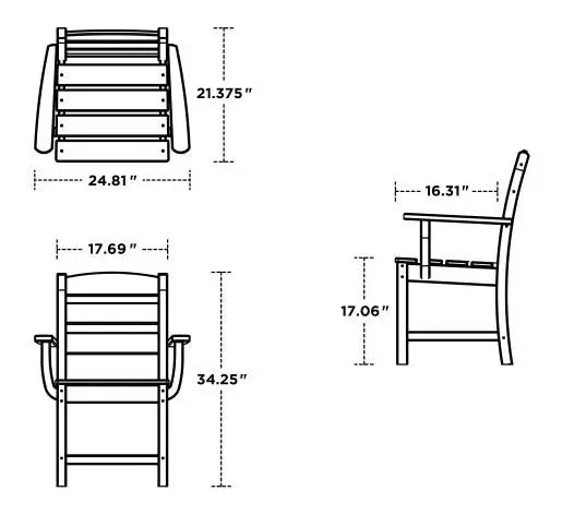 POLYWOOD Lakeside Dining Arm Chair in Black Outdoor Chairs 12039482