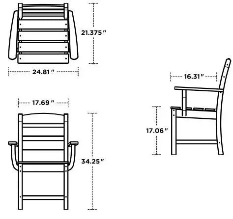 POLYWOOD Lakeside Dining Arm Chair in White Outdoor Chairs 12034477