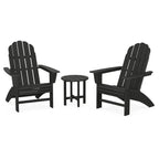 POLYWOOD Vineyard 3-Piece Curveback Adirondack Set Outdoor Furniture Sets Black PWS418-1-BL