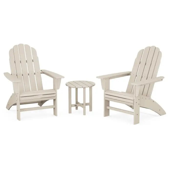 POLYWOOD Vineyard 3-Piece Curveback Adirondack Set Outdoor Furniture Sets Sand PWS418-1-SA