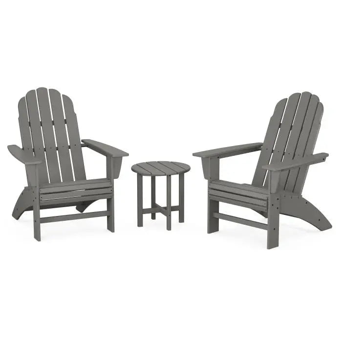 POLYWOOD Vineyard 3-Piece Curveback Adirondack Set Outdoor Furniture Sets Slate Grey PWS418-1-GY