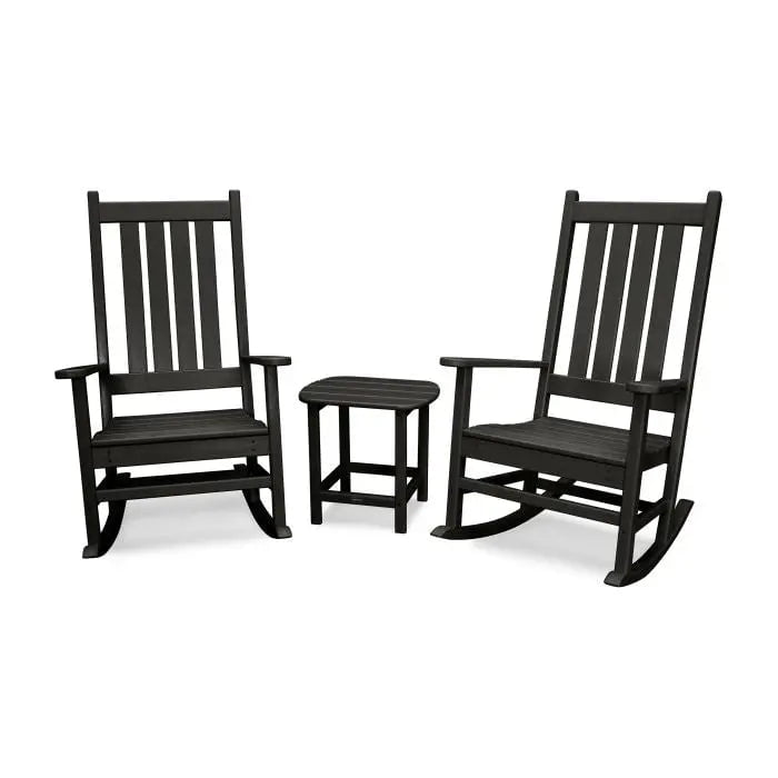 POLYWOOD Vineyard 3-Piece Rocking Set Outdoor Furniture Sets Black PWS355-1BL