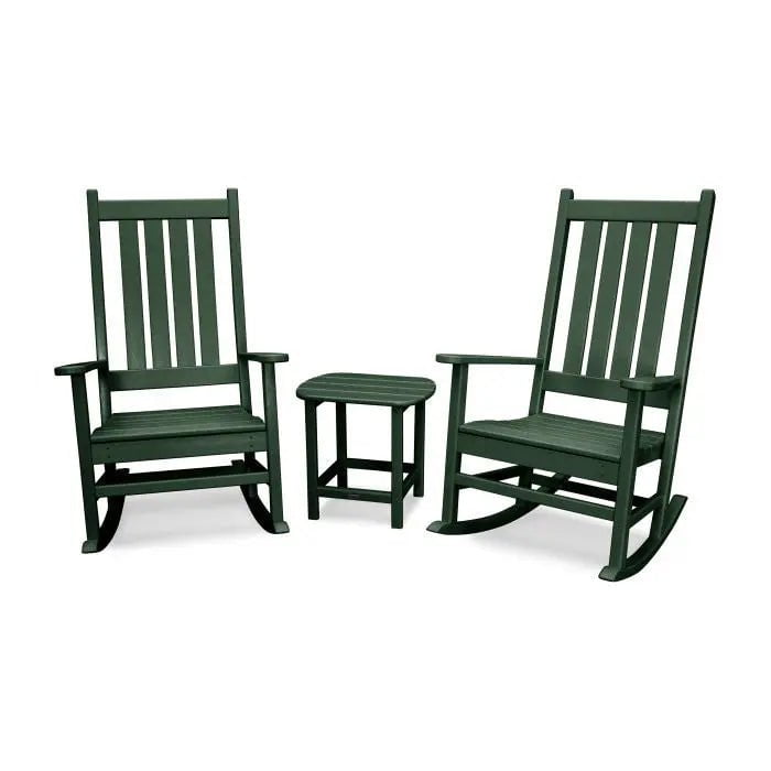 POLYWOOD Vineyard 3-Piece Rocking Set Outdoor Furniture Sets Green PWS355-1GR