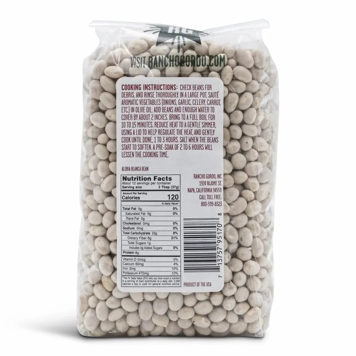 Rancho Gordo Alubia Blanca Beans Beans 12042833