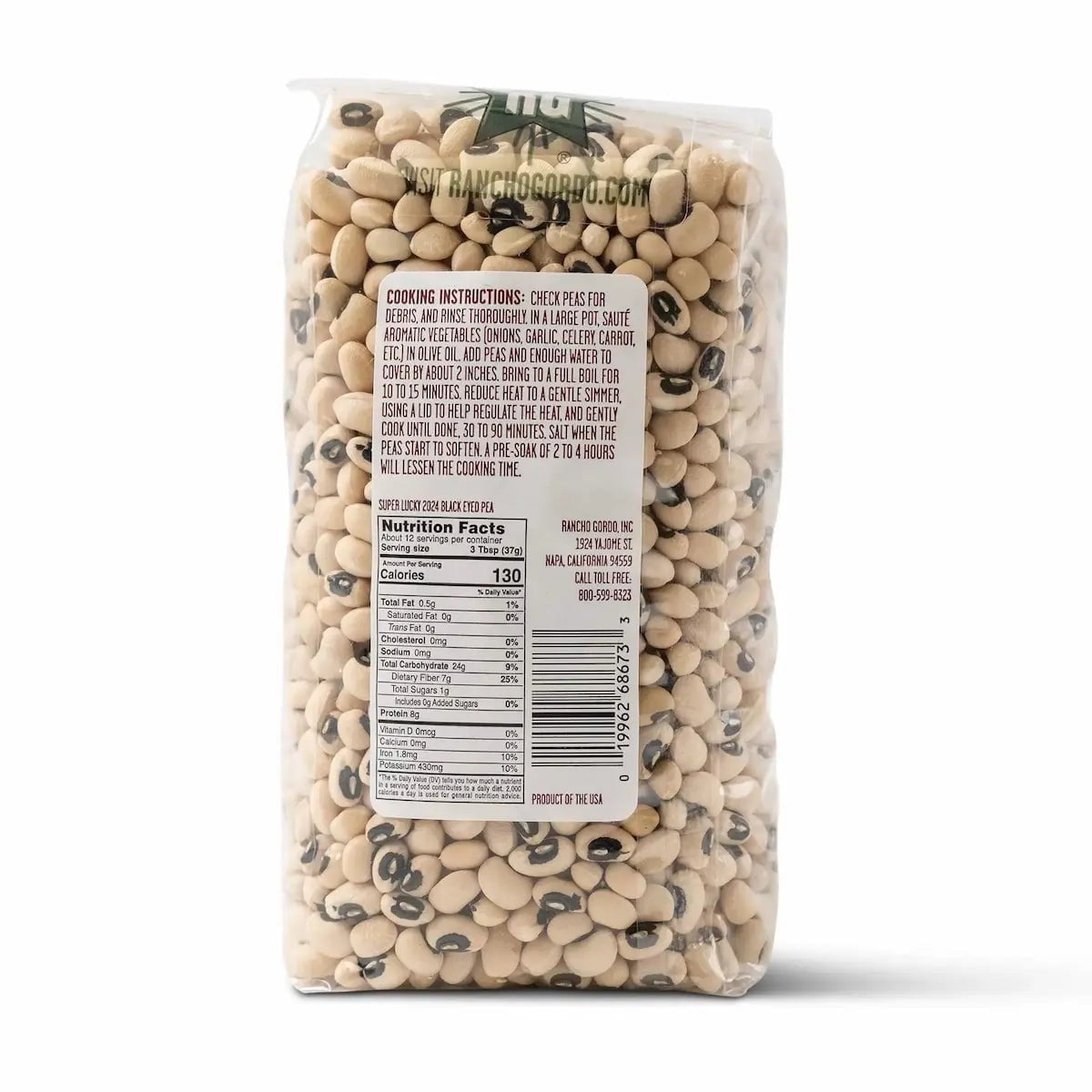 Rancho Gordo Black Eyed Peas Beans 12044285