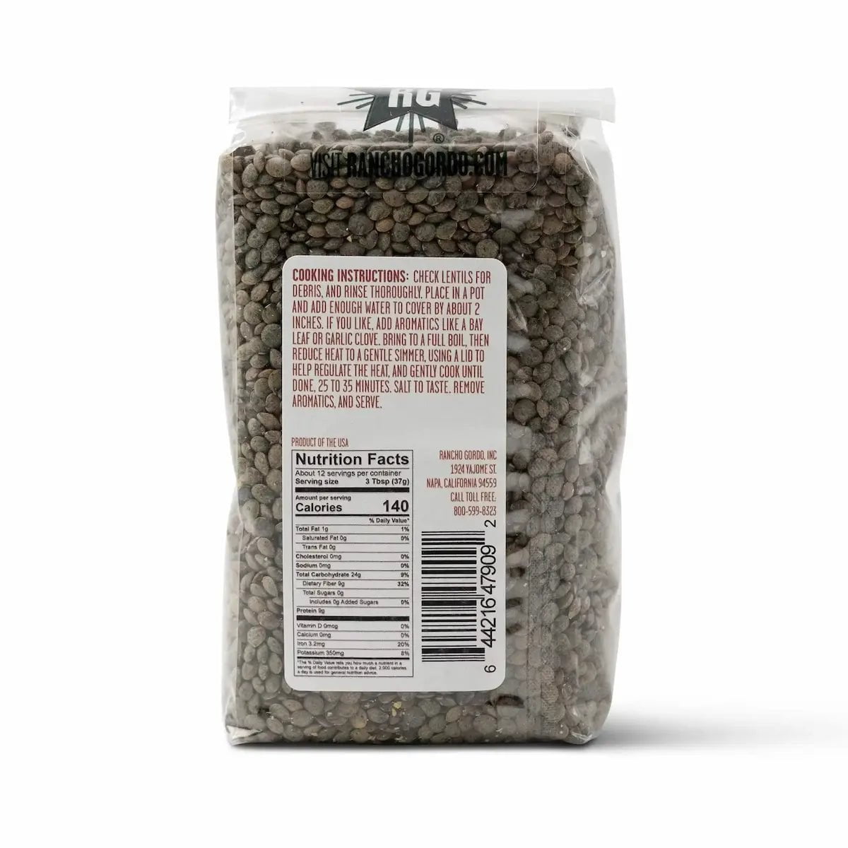 Rancho Gordo French Style Green Lentils Beans 12044279