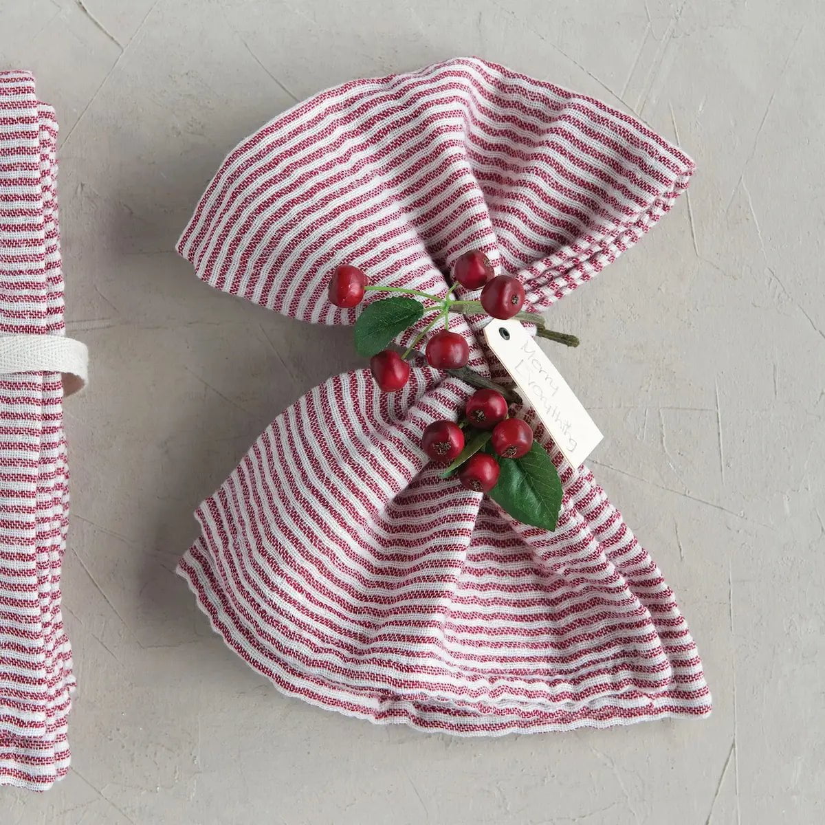 Red and White Cotton Stripe Napkins, Set of 4 Seasonal & Holiday Decorations 12044806