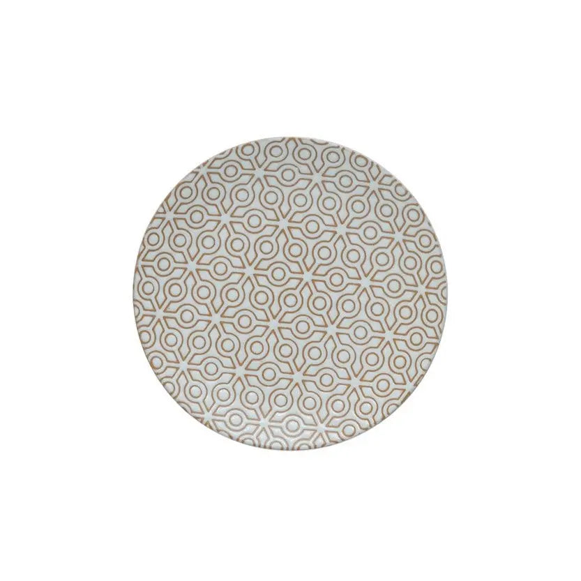 Round Stoneware Plate with Snowflake Pattern Seasonal & Holiday Decorations