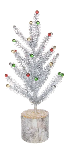 Silver Tinsel Trees with Wood Base Seasonal & Holiday Decorations Large 12045111