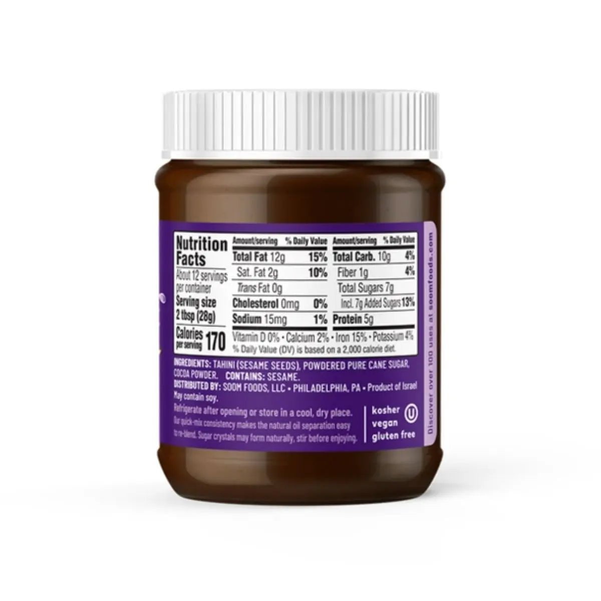 Soom Chocolate Tahini, 12oz Cooking & Baking Ingredients 12044931