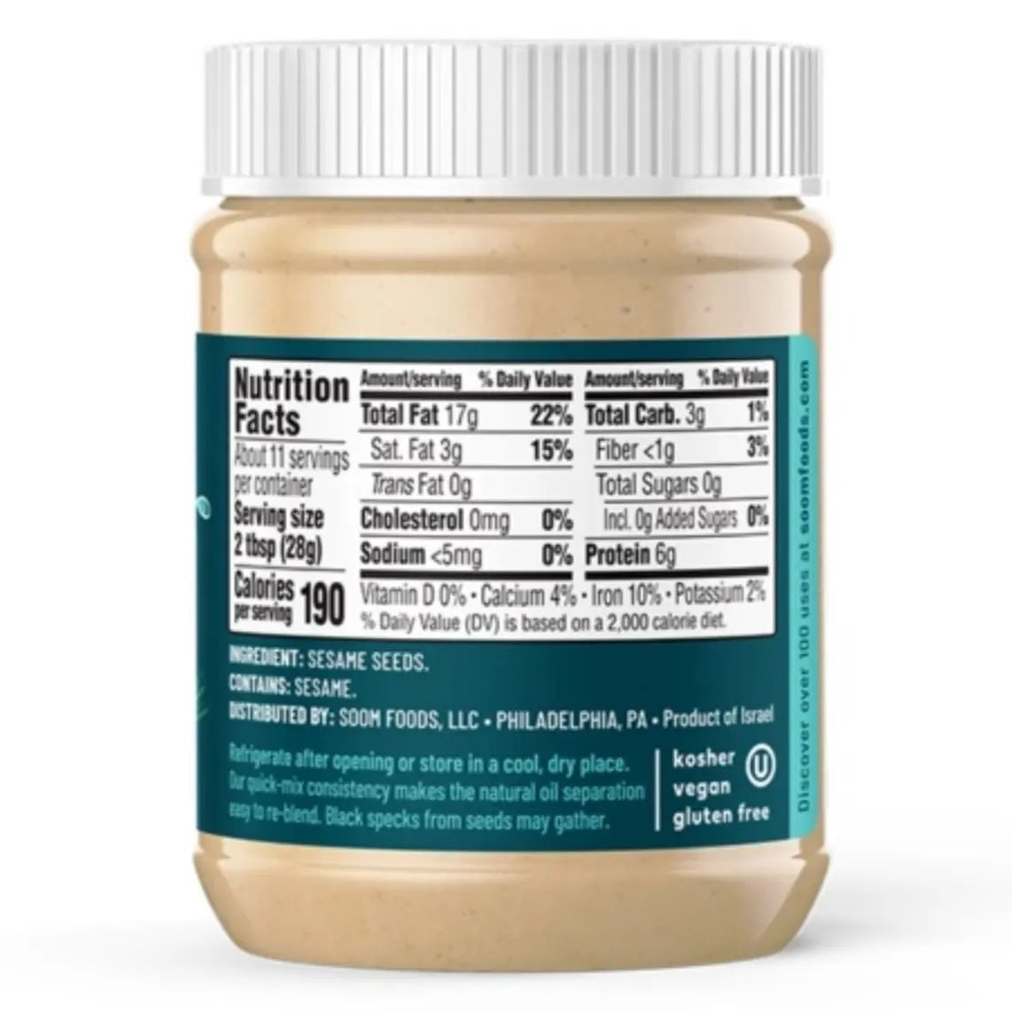 Soom Premium Tahini, 11oz Food Items 12044395