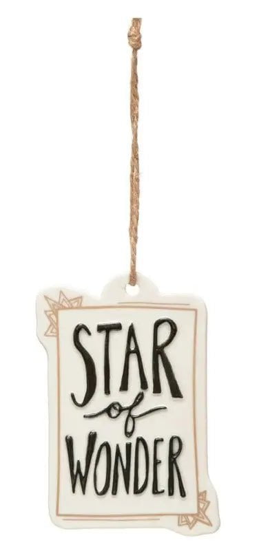 Stoneware Ornaments with Holiday Sayings Holiday Ornaments Star of Wonder 12040010