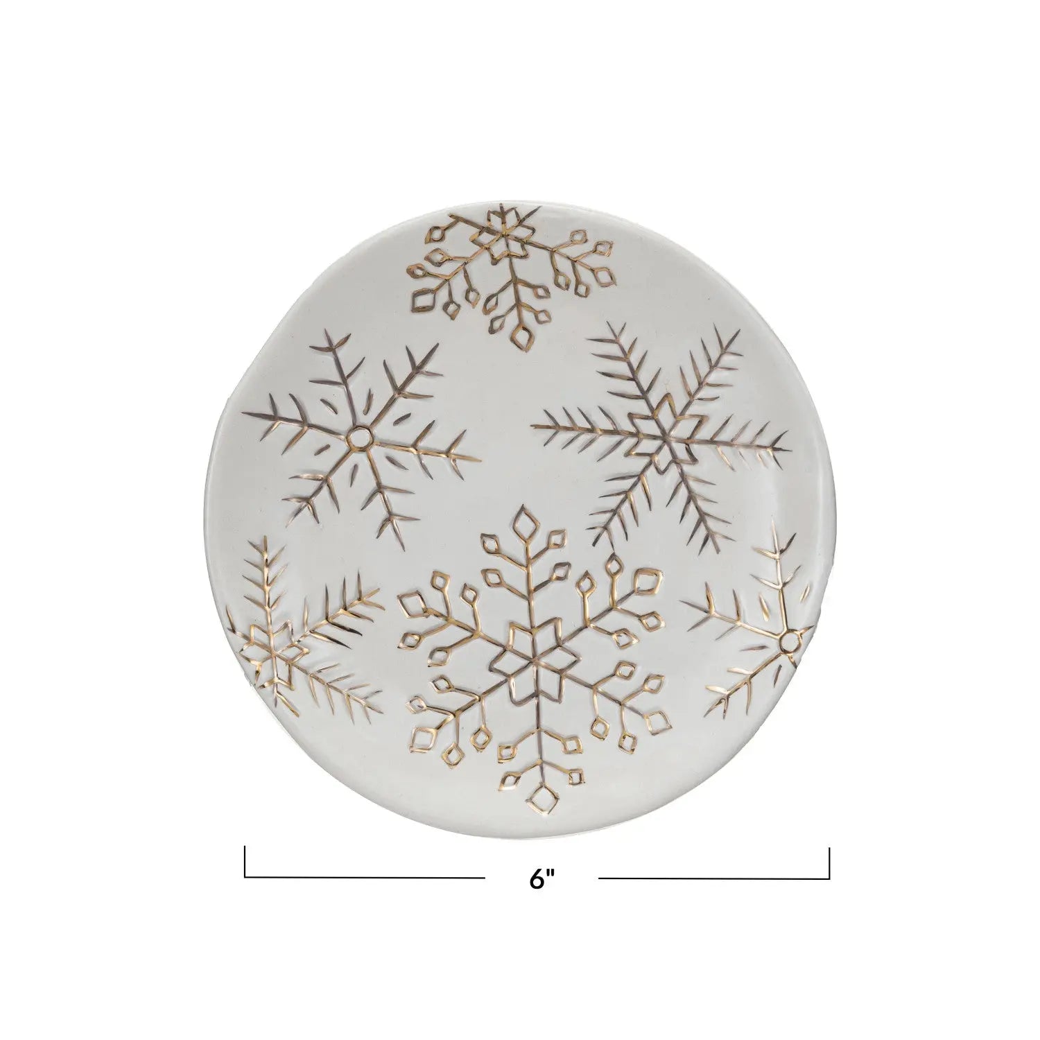 Stoneware Plate with Gold Electroplated Snowflakes Seasonal & Holiday Decorations 12044813