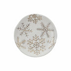 Stoneware Plate with Gold Electroplated Snowflakes Seasonal & Holiday Decorations 12044813