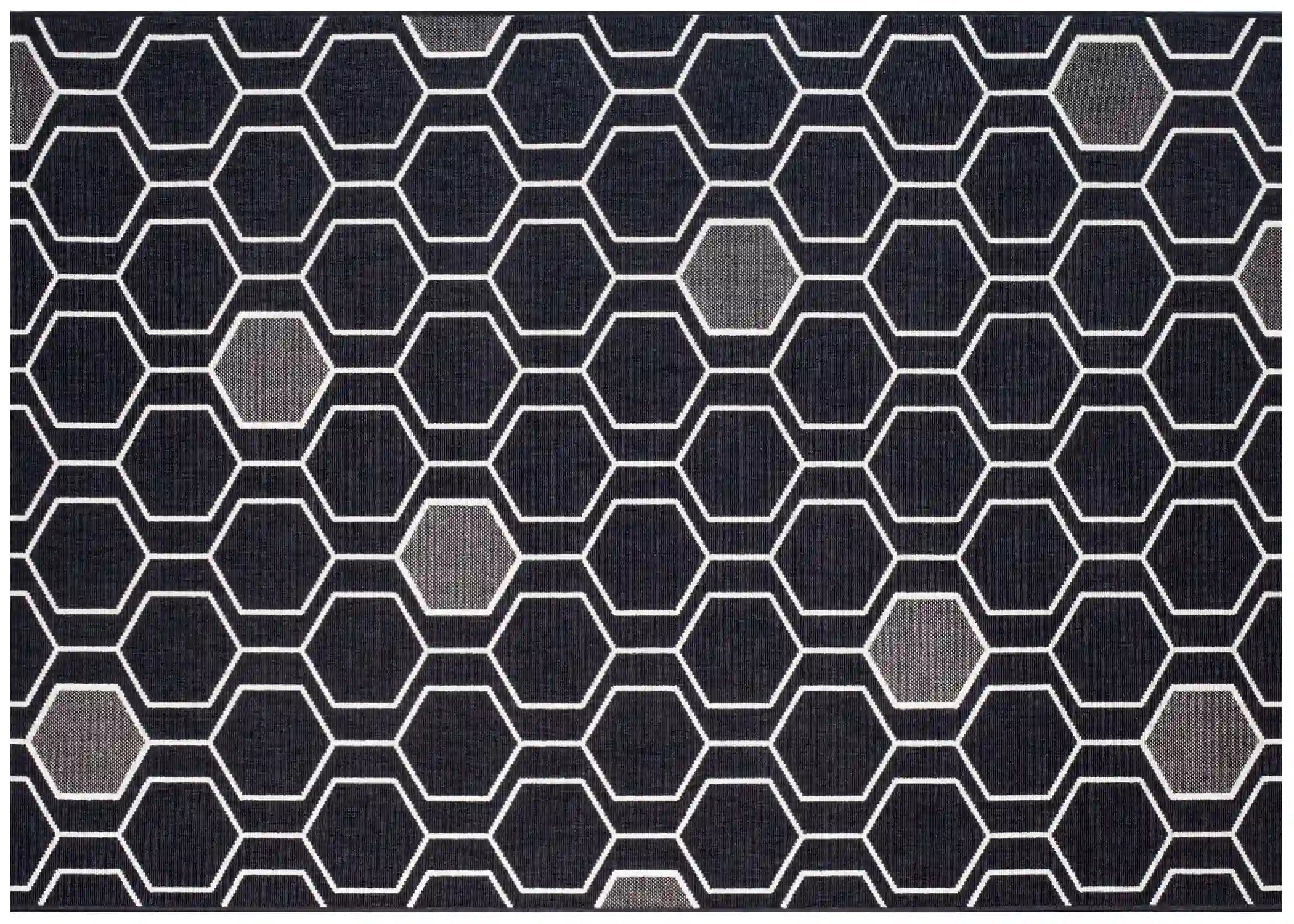 Treasure Garden 5x7 Geo Black Outdoor Rug 12031153