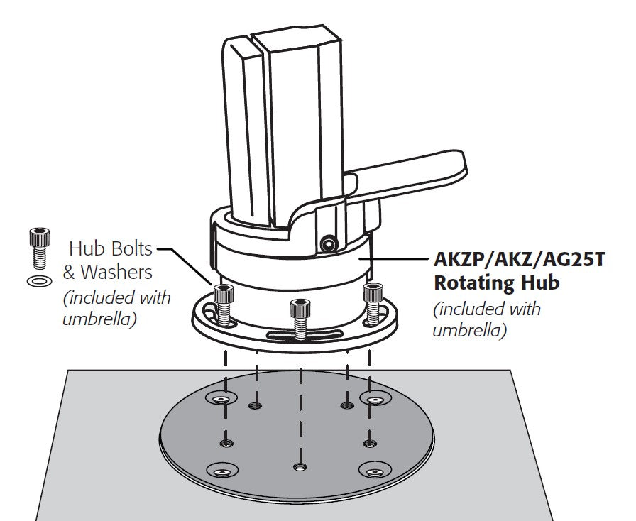 Treasure Garden Hub Bolt Set for AKZ/AKZP/AG25T Rotating Hub Outdoor Umbrella & Sunshade Accessories 12032631