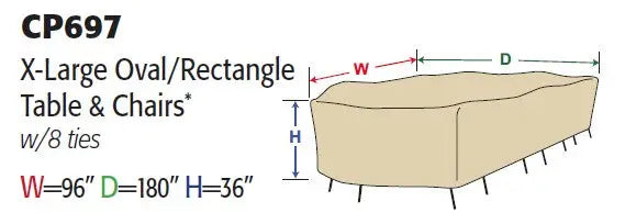 Treasure Garden Protective Cover for X-Large Oval or Rectangle Table and Chairs Outdoor Furniture Covers 12030927