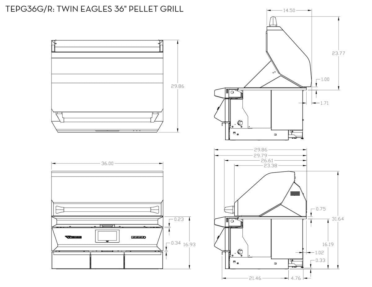 Twin Eagles 36″ Built In Wood Fired Pellet Grill & Smoker