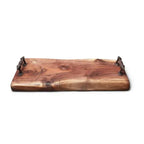 UTC Hardwoods Black Walnut Live Edge Serving Tray with Cast Iron Handles Tableware 12026617