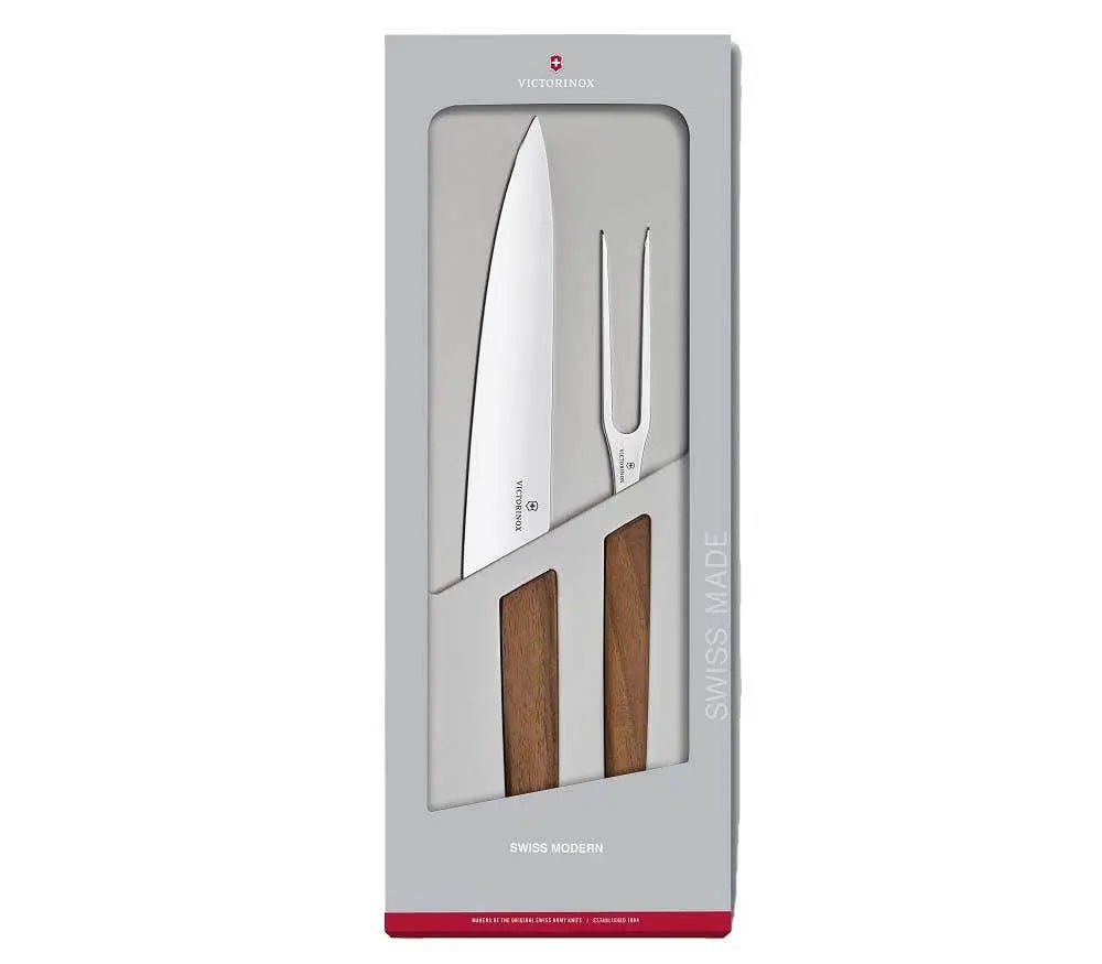 Victorinox 2-Piece Swiss Modern Carving Set - Walnut Handle Kitchen Knives 12039220