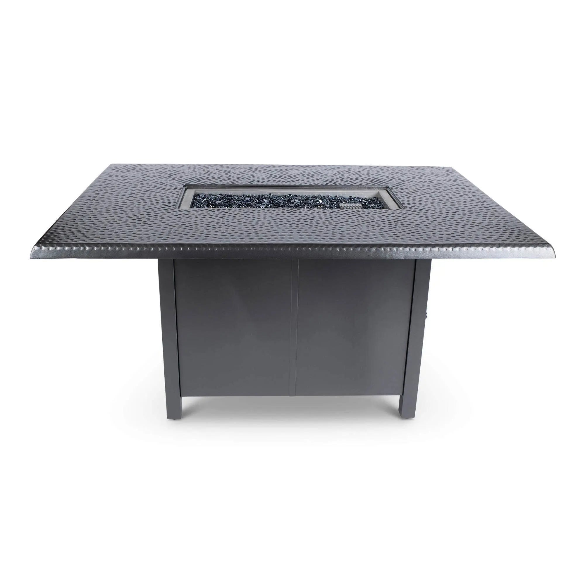 Woodard 42" x 60" Dining Height Fire Table with Hammered Top in Pewter Finish 12037577