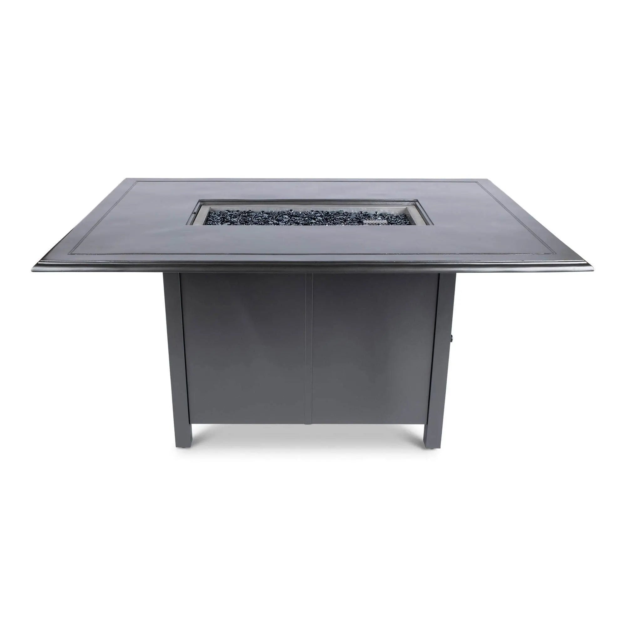 Woodard 42" x 60" Solid Cast with Bead Edge Dining Height Fire Table in Pewter 12037578