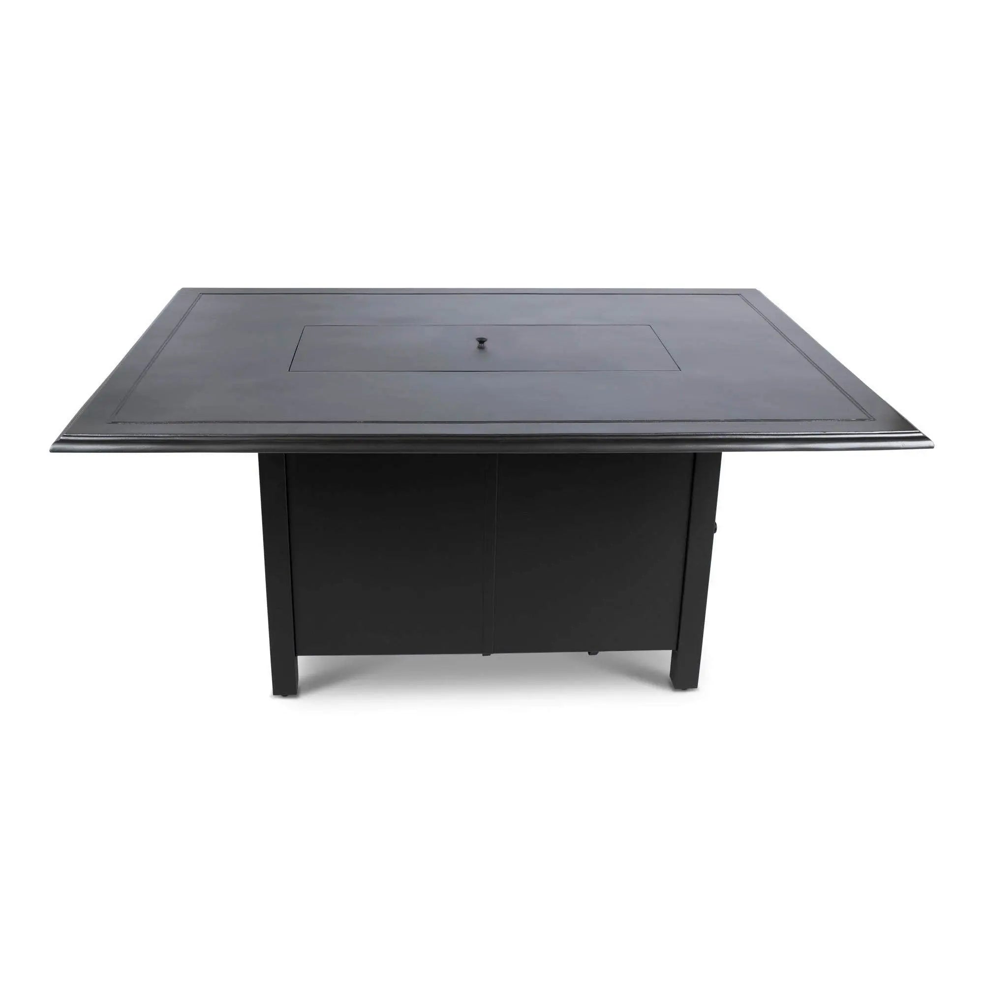 Woodard 42" x 60" Solid Cast with Beaded Edge Rectangular Chat Fire Table in Pewter and Black 12037573