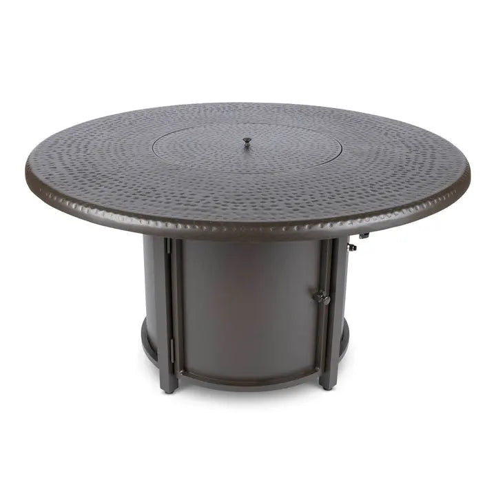 Woodard 48" Round Hammered Chat Fire Table in Aztec Bronze 12037547