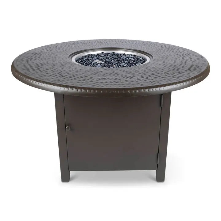 Woodard 48" Round Hammered Dining Fire Table in Aztec Bronze 12037558