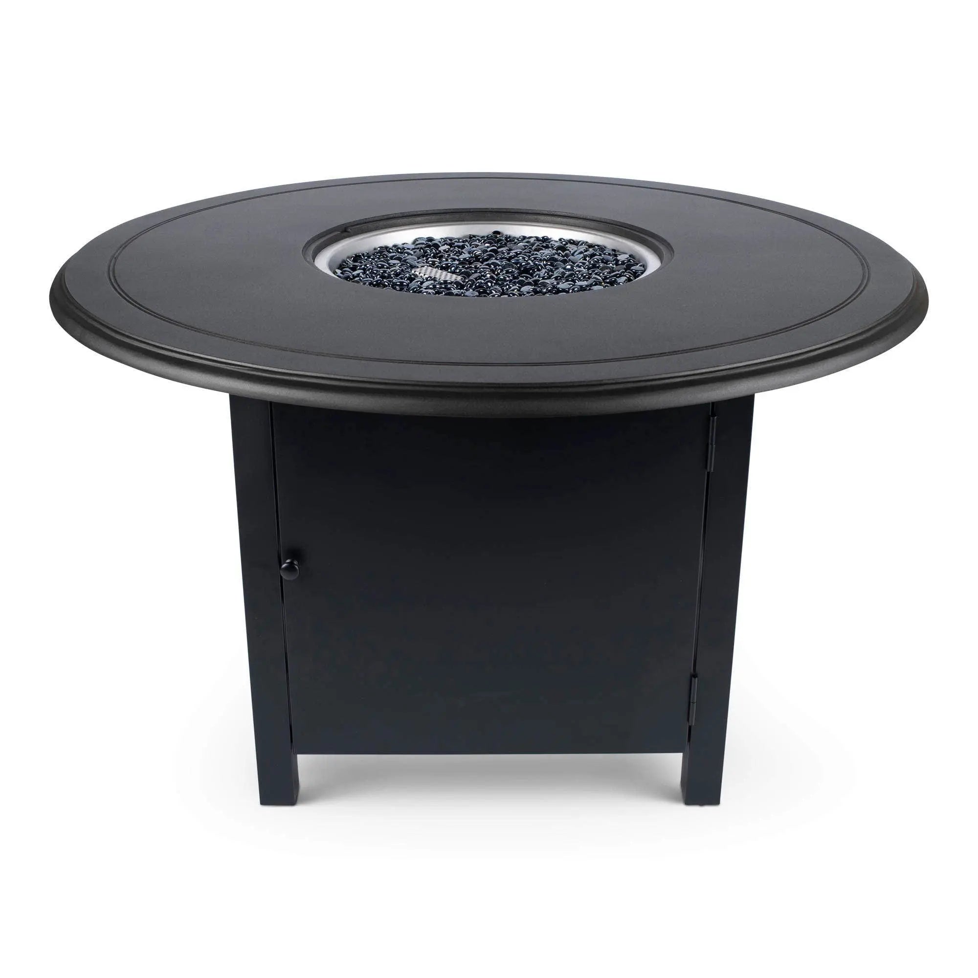 Woodard 48" Round Solid Cast with Beaded Edge Top Dining Fire Table in Twilight and Textured Black 12037568