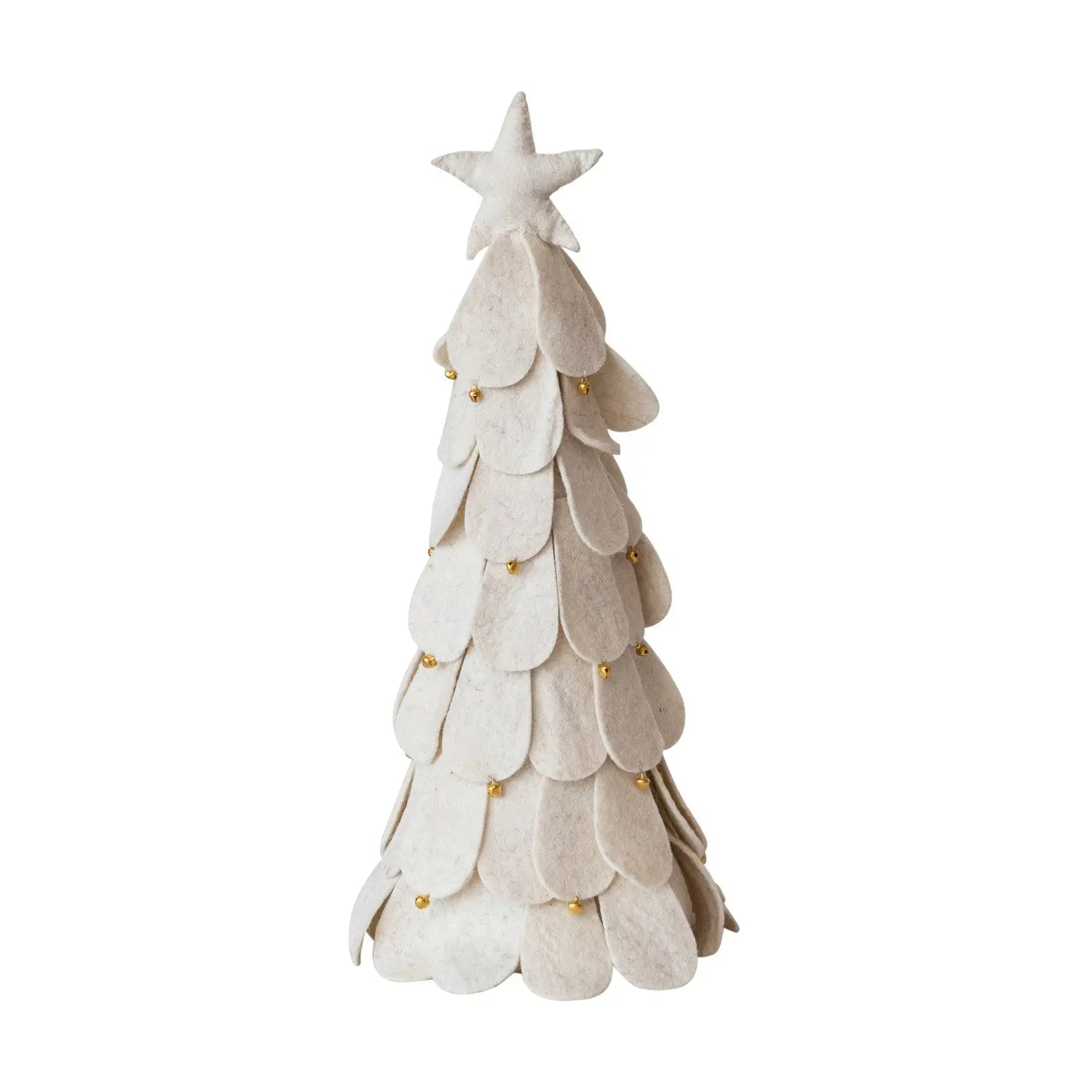 Wool Felt Holiday Tree in Cream with Jingle Bells Seasonal & Holiday Decorations 12044801