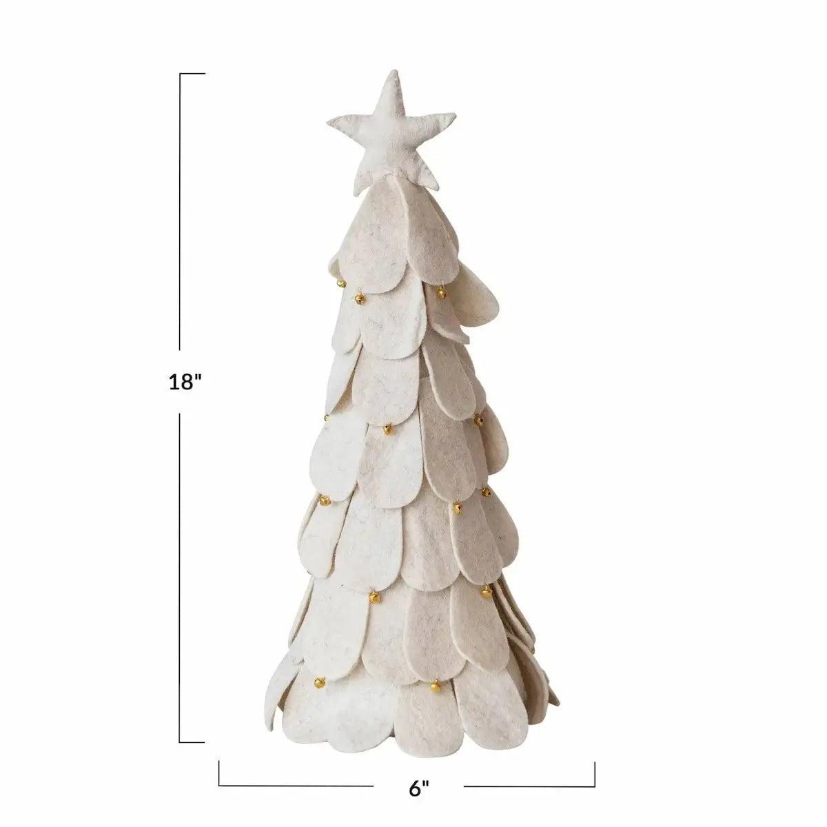 Wool Felt Holiday Tree in Cream with Jingle Bells Seasonal & Holiday Decorations 12044801