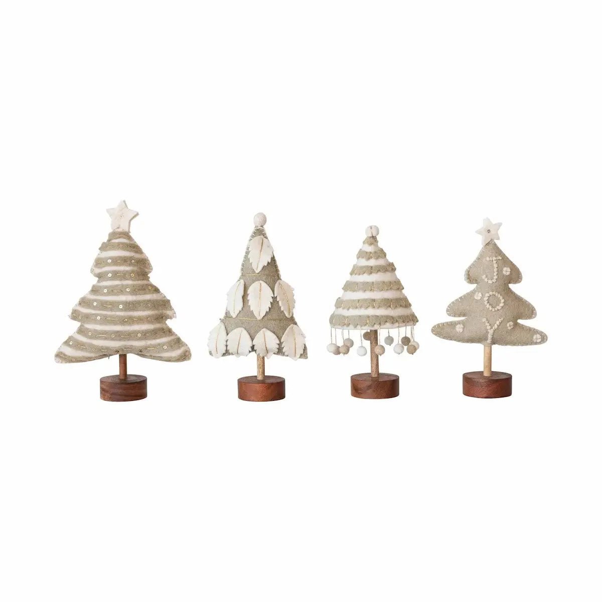 Wool Felt Holiday Trees in Grey and White Seasonal & Holiday Decorations