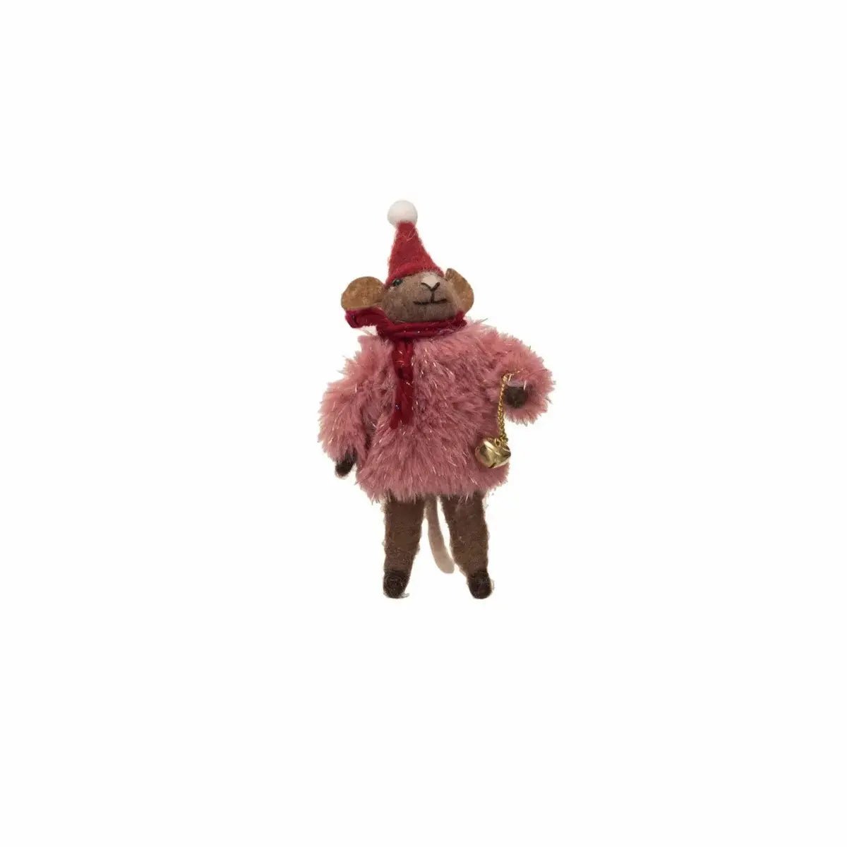 Wool Felt Mouse with Faux Fur Sweater Ornaments Holiday Ornaments Style 2 12044784