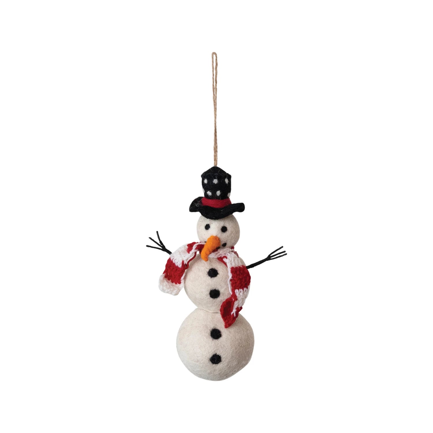 Wool Felt Snowman Ornament with Hat and Scarf 12044710