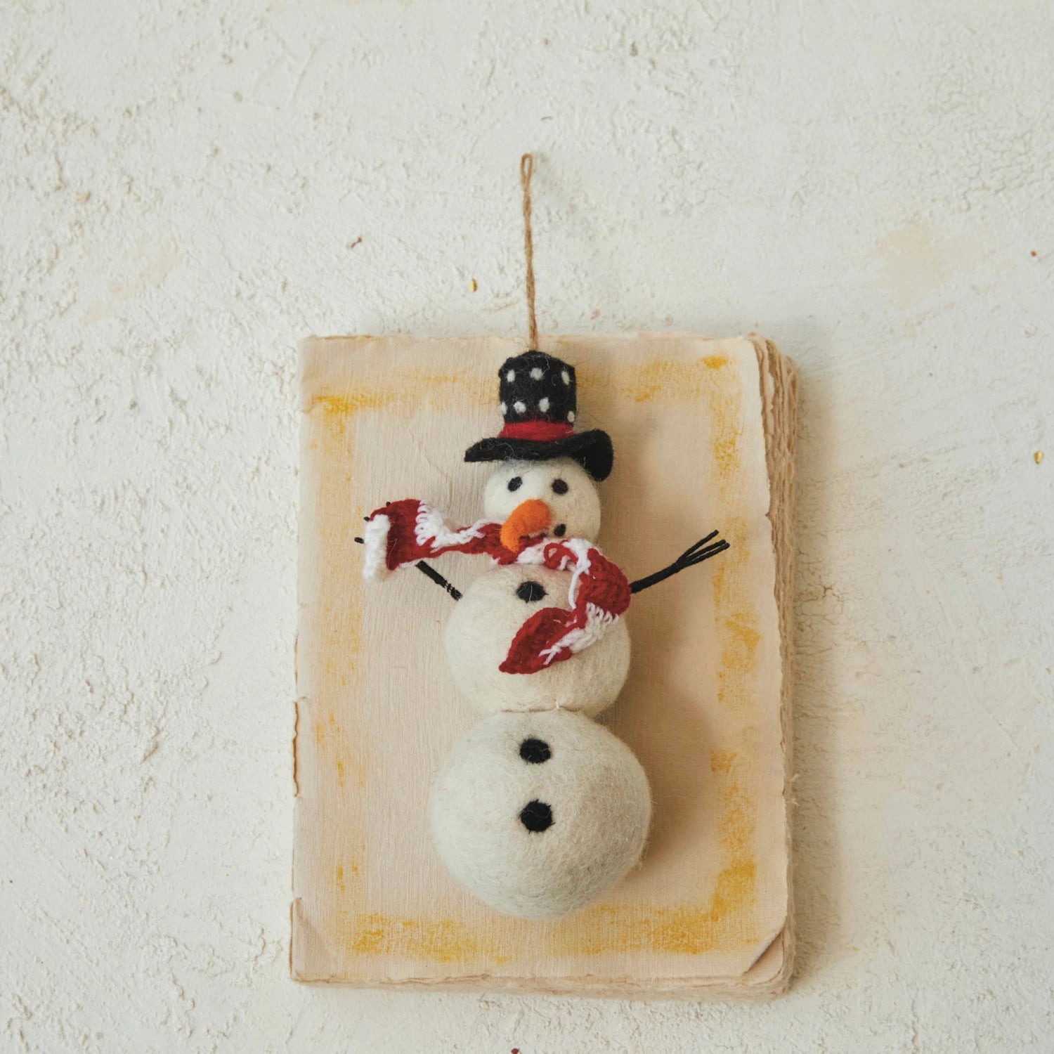 Wool Felt Snowman Ornament with Hat and Scarf 12044710