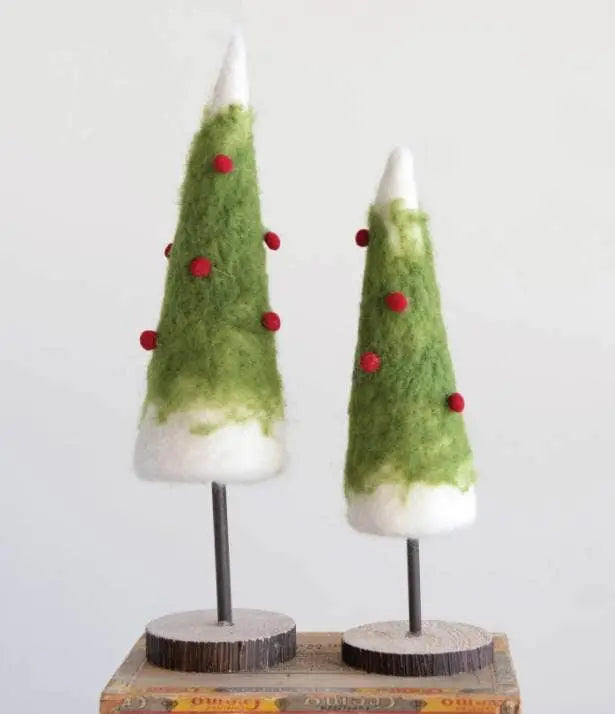 Wool Felt Tree with Berries on Wood Base Seasonal & Holiday Decorations